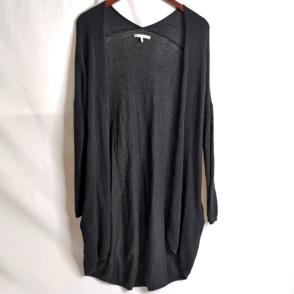 OAK + FORT Cardigan Women's Small Black Grunge Light Weave Knit